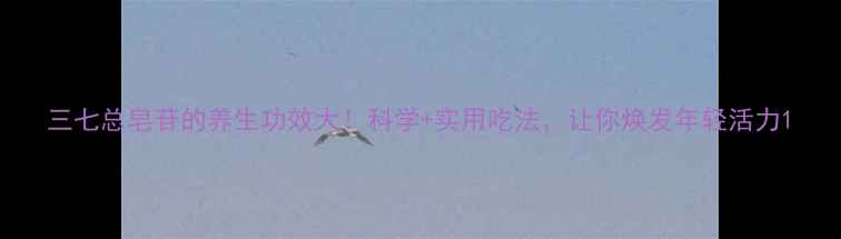 图片 三七总皂苷的养生功效大！科学+实用吃法，让你焕发年轻活力1