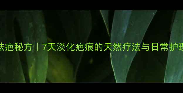 图片 中医祛疤秘方｜7天淡化疤痕的天然疗法与日常护理指南