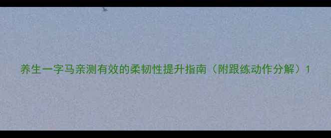 图片 养生一字马亲测有效的柔韧性提升指南（附跟练动作分解）1