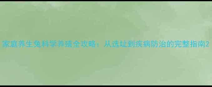 图片 家庭养生兔科学养殖全攻略：从选址到疾病防治的完整指南2