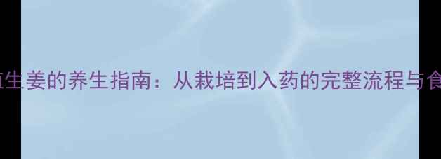 图片 家庭种植生姜的养生指南：从栽培到入药的完整流程与食疗配方1