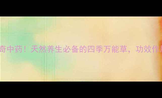 图片 救必应神奇中药！天然养生必备的四季万能草，功效作用全🌿✨2