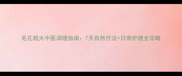 图片 毛孔粗大中医调理指南：7天自然疗法+日常护理全攻略