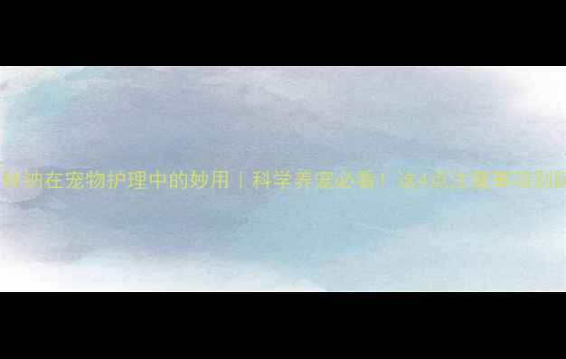 图片 氨苄西林钠在宠物护理中的妙用｜科学养宠必看！这4点注意事项别踩坑🐾1