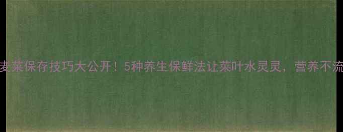 图片 油麦菜保存技巧大公开！5种养生保鲜法让菜叶水灵灵，营养不流失