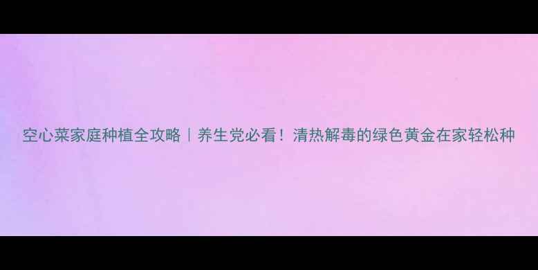 图片 空心菜家庭种植全攻略｜养生党必看！清热解毒的绿色黄金在家轻松种