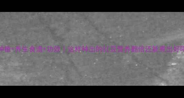 图片 红豆种植+养生食谱+功效｜这样种出的红豆营养翻倍还能煮出好喝粥！