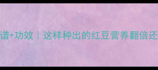 图片 红豆种植+养生食谱+功效｜这样种出的红豆营养翻倍还能煮出好喝粥！2