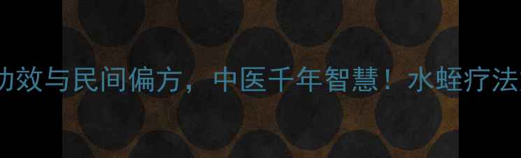 图片 蚂蟥的10大养生功效与民间偏方，中医千年智慧！水蛭疗法如何科学应用？1