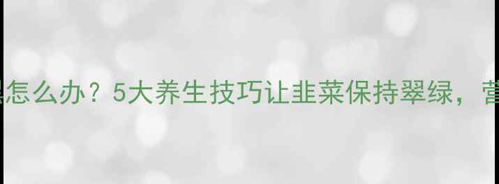 图片 韭菜馅发黑怎么办？5大养生技巧让韭菜保持翠绿，营养不流失2