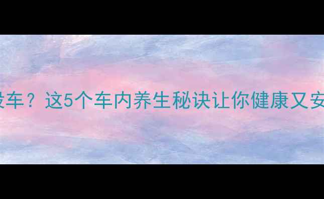 图片 🌟报复性毁车？这5个车内养生秘诀让你健康又安全！🚗💨2