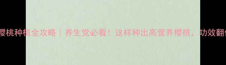 图片 🌟白玉樱桃种植全攻略｜养生党必看！这样种出高营养樱桃，功效翻倍🍒✨2
