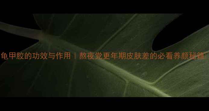 图片 🌟龟甲胶的功效与作用｜熬夜党更年期皮肤差的必看养颜秘籍💫2