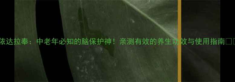 图片 🔥依达拉奉：中老年必知的脑保护神！亲测有效的养生功效与使用指南🌿💡2