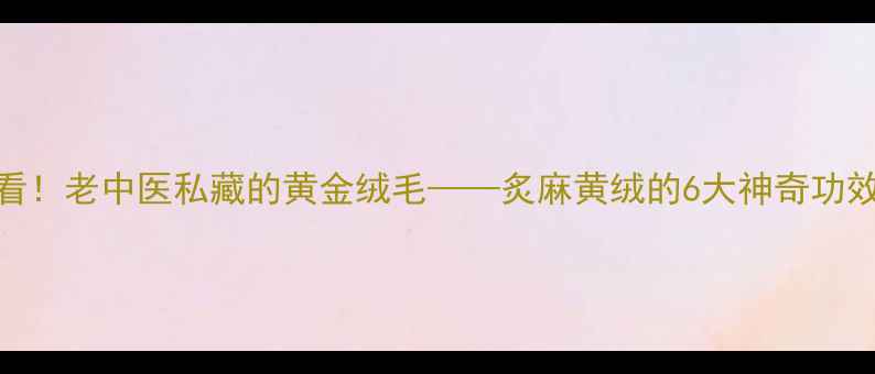 图片 🔥冬季养生必看！老中医私藏的黄金绒毛——炙麻黄绒的6大神奇功效+正确用法💡1